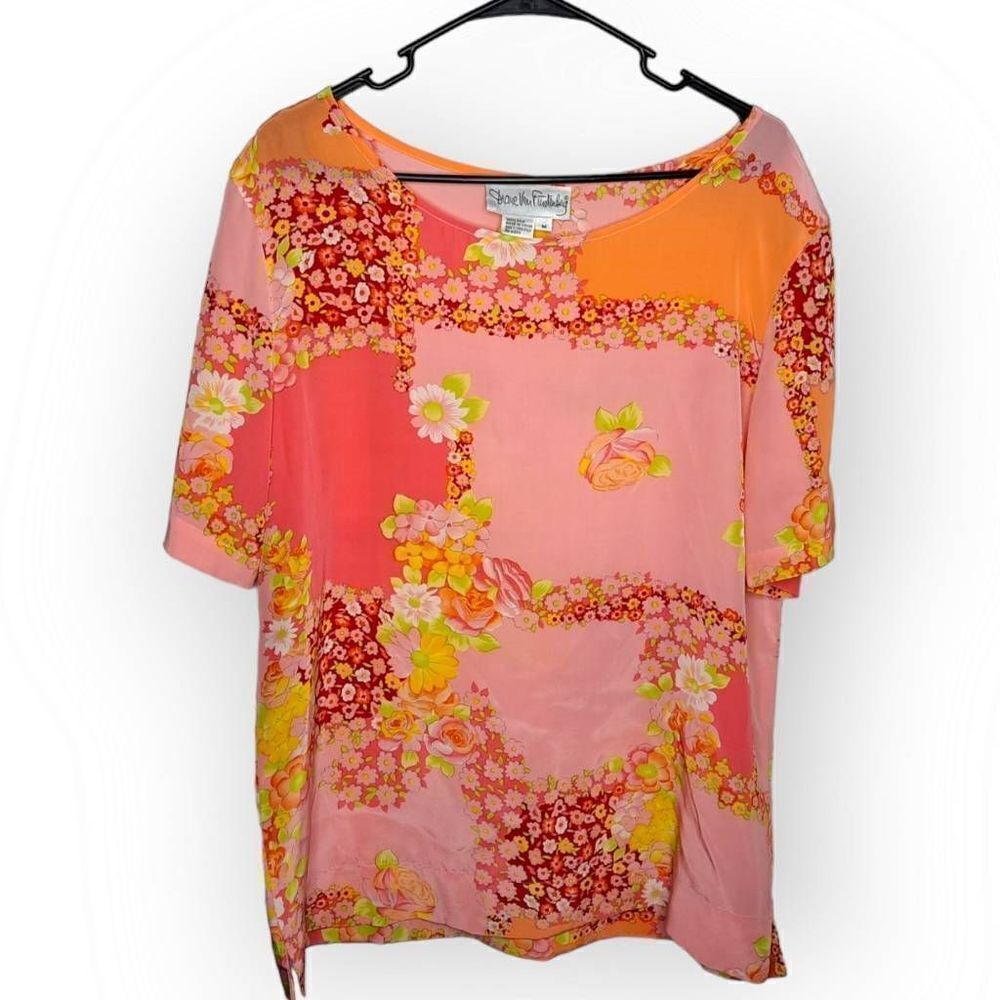 Diane Von Furstenberg Women's Vintage Silk Floral Blouse size Medium